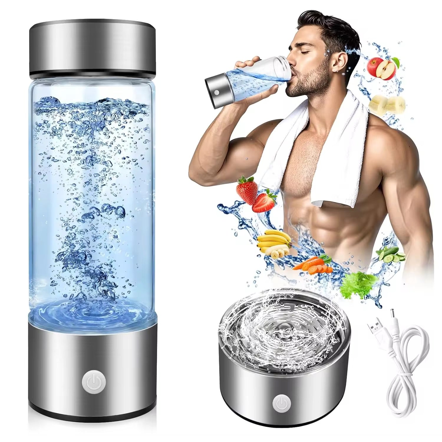 Biovital Hydrogen Water Bottle | SPE/PEM Technology for Health & Wellness